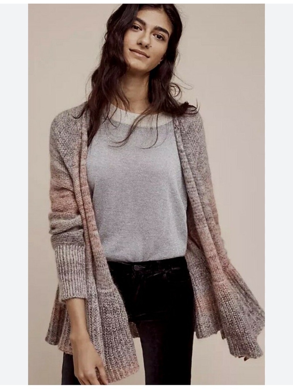 Anthropologie Knitted & Knotted Cody Peplum Cardigan M